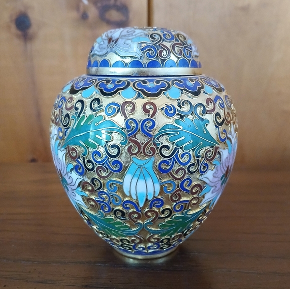Vintage Chinese Cloisonné Vase Ginger Jar - Picture 3 of 12